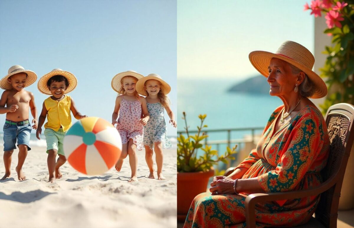 fashion straw hat with family