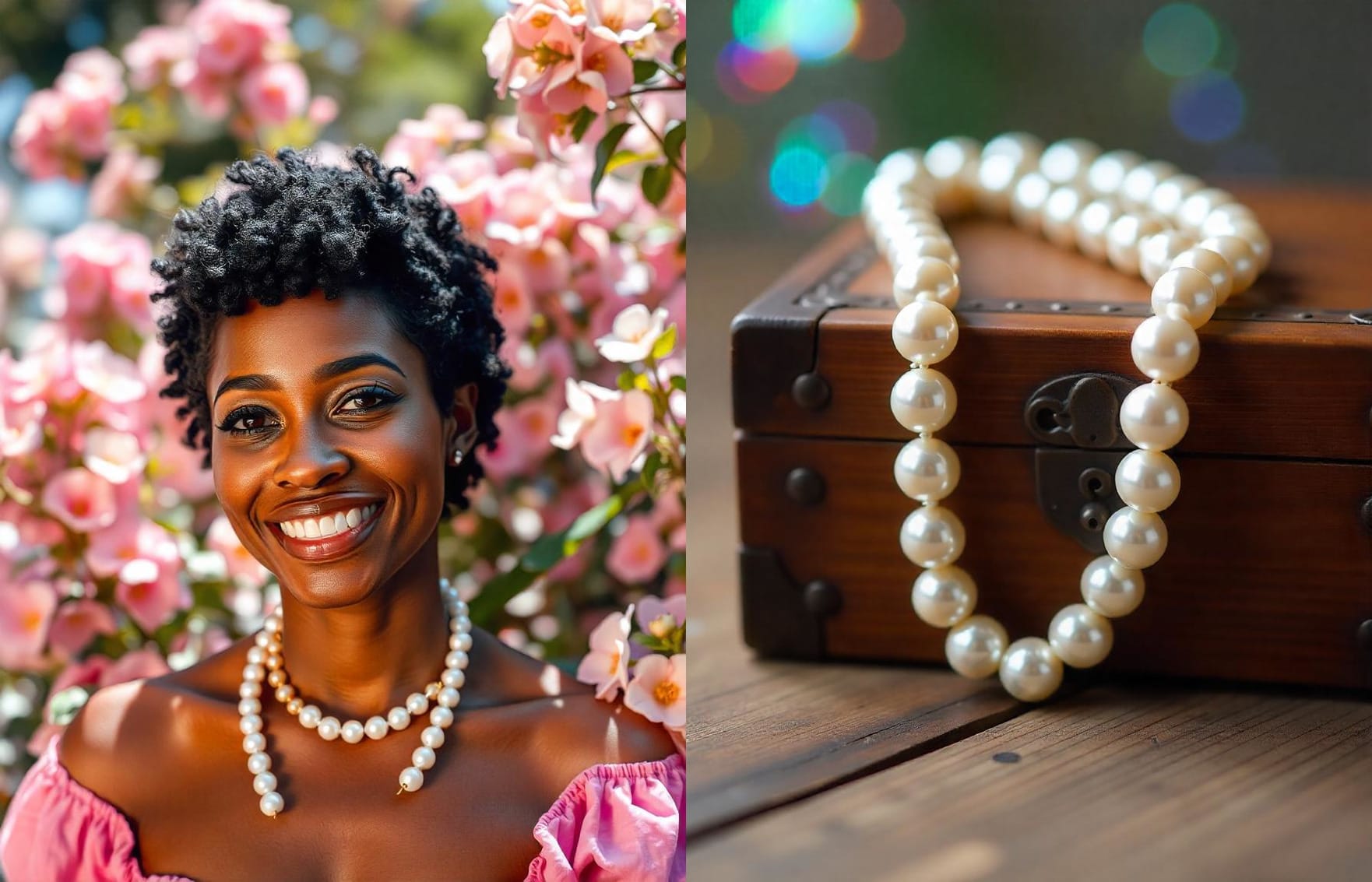 Women with classic Pearl Necklace