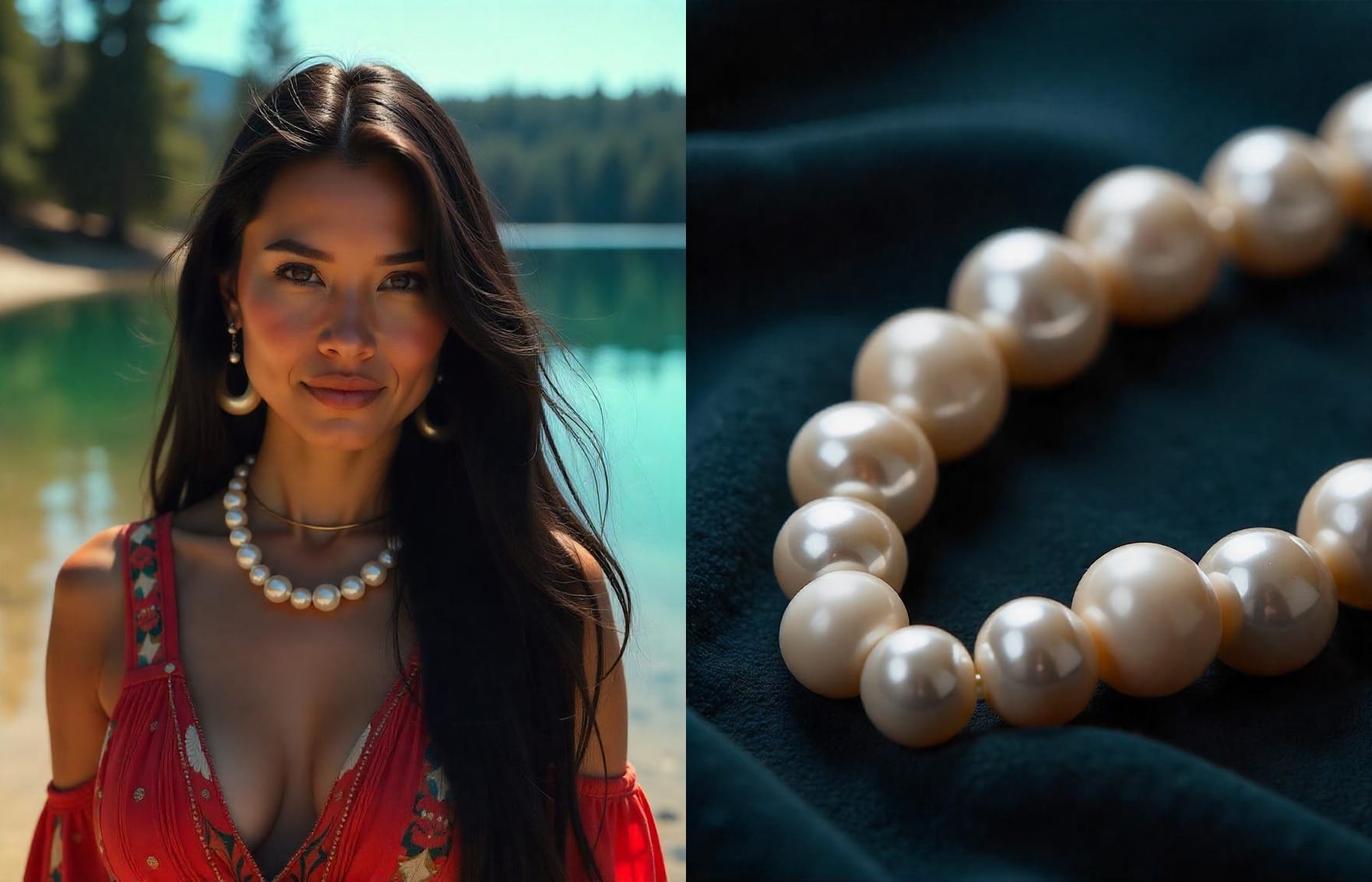 Women with classic Pearl Necklace