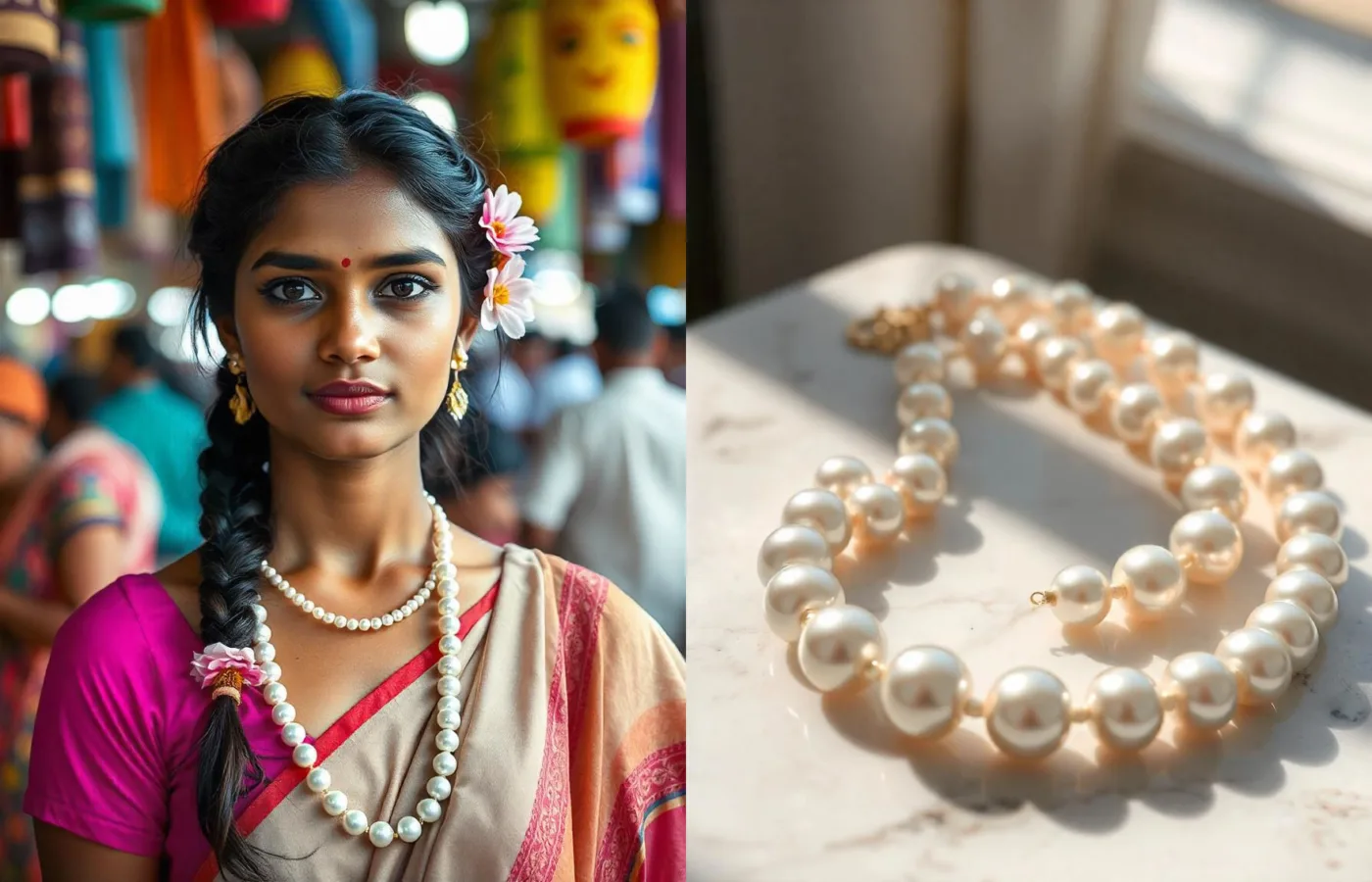 Women with classic Pearl Necklace