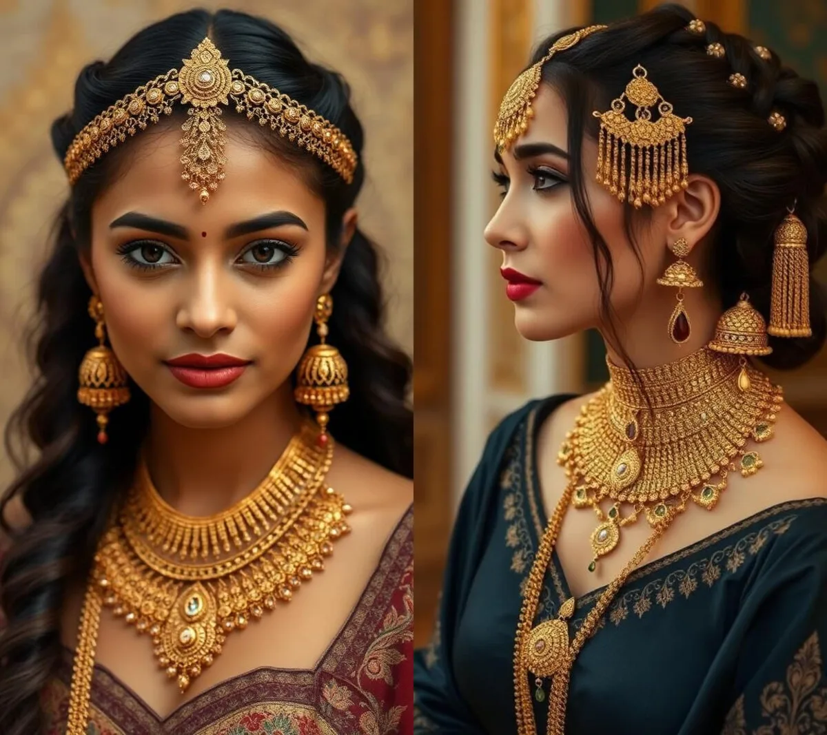 Gold unique hair jewelry